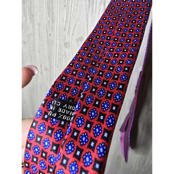 Stefano Ricci 100% Silk Geometric Pattern Neck Tie – Red & Blue Made in Italy - Picture 5 of 7
